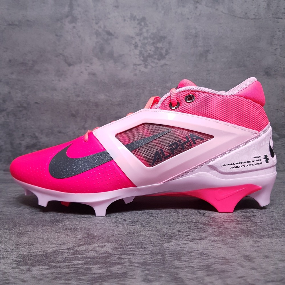 NIKE Alpha Menace 4 Pro NRG Breast Cancer Awareness Football Cleats Mens 10 Pink